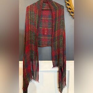 Ralph Lauren Red & Green Woven Paisley Wrap